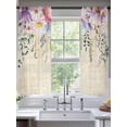 thumbnail image 2 of Wild Flowers Sheer Curtains 63 Inch Length 2 Panels Set Window Treatments, Vintage Country Floral Leaf Plant Beige Rod Pocket Semi Curtains for Living Room/Bedroom/Kitchen Décor, 104"W x 63"L, 2 of 7
