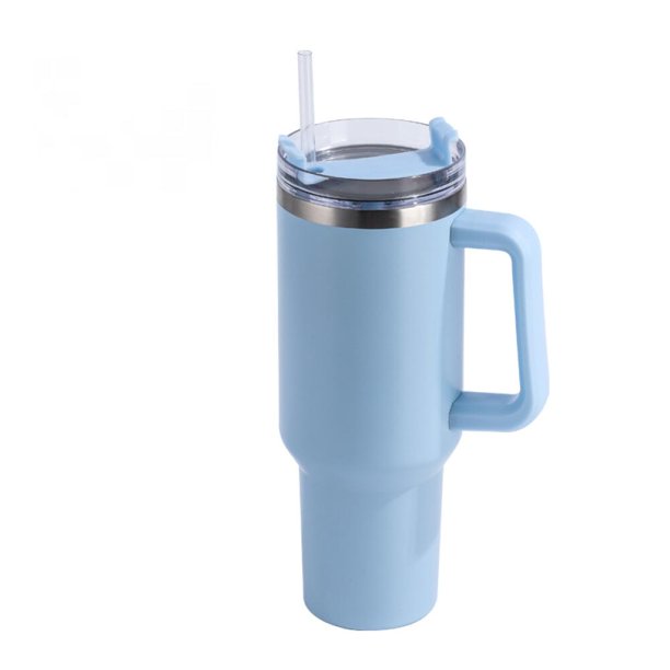 Taza térmica de acero inoxidable con tapa de pajita, 1,2 L