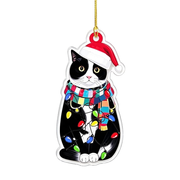 2026 Christmas Home Party Decoration Cute Christmas Tree Decorations Flat Printed Acrylic Christmas Hanging Ornaments Lovely Pet Pendant For Xmas Party Home Indoor Holiday Decor