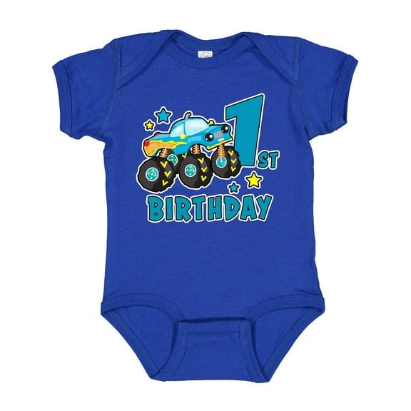 Inktastic 1st Birthday Monster Truck Boys Baby Bodysuit