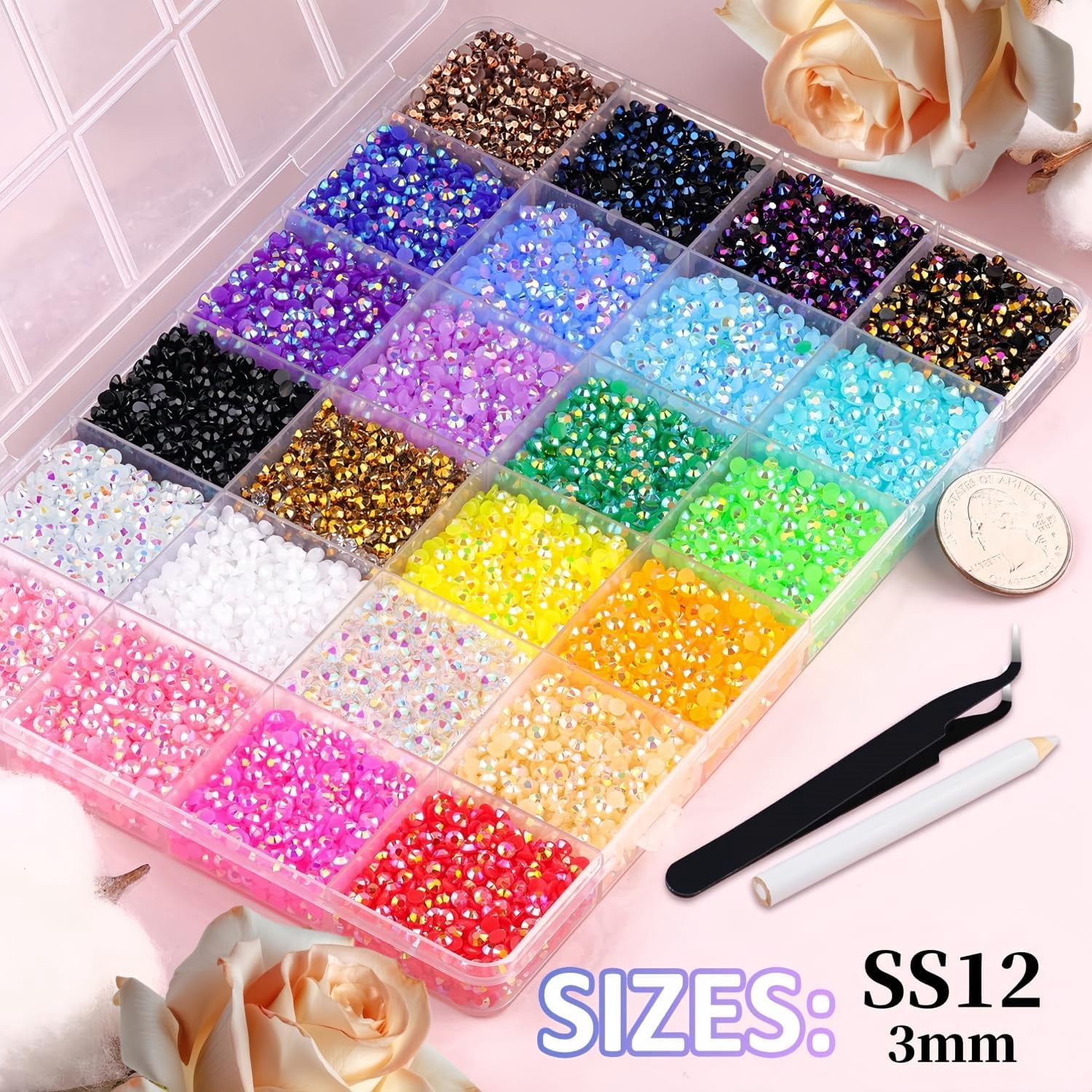 Resin Jelly Rhinestones for Bedazzling,Multicolor 3mm Flatback Gems for Diamond Art,Crystal Bedazzler Kit with 3Pcs 10ml B7000 Jewelry Glue for Nail Art Crafting Clothing Book Makeup (15 Color)