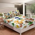 thumbnail image 4 of Erosebridal Wild Fungus Bed Set Brown Mushroom Bed Sheets Set, Navy Blue Orange Plants Sheet Set Twin Tropical Botanical Sheets, Green Grass Top Sheet Cartoon Room Decor Breathable, 4 of 5