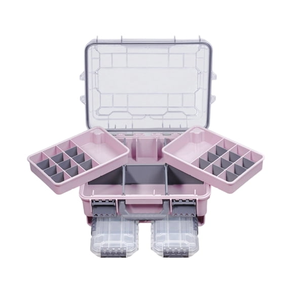 Double Layer Fishing Tackle Box Fishing Baits Lures Hook Case Tray Multi Compartment Container Removable Divider