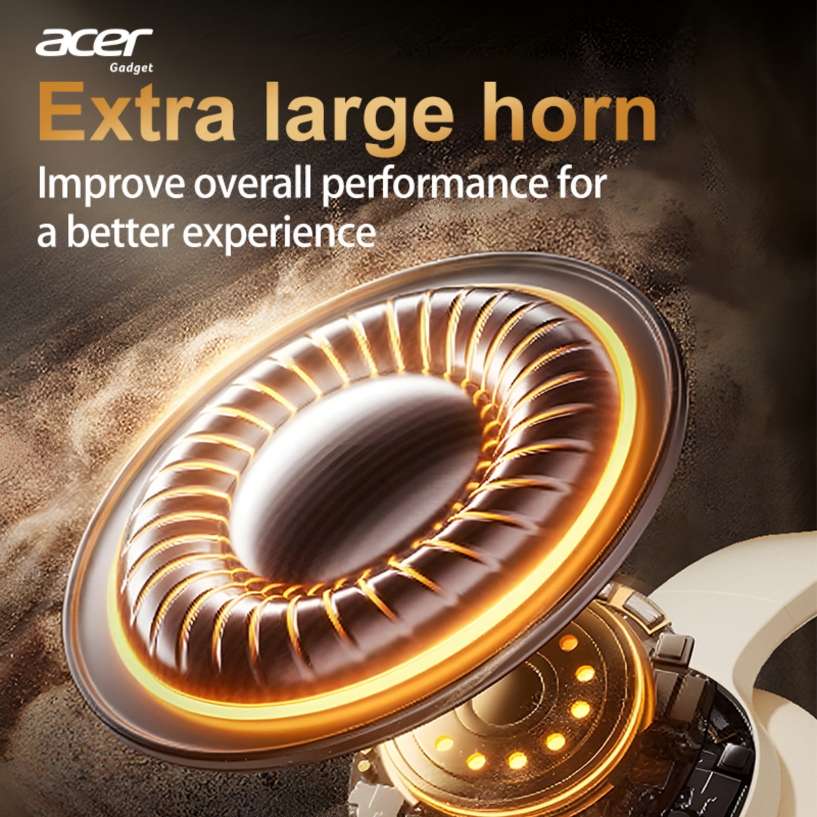 Acer Over-ear Headphones with 60H Playtime, Hi-Res Audio Foldable and Comfortable, Beige