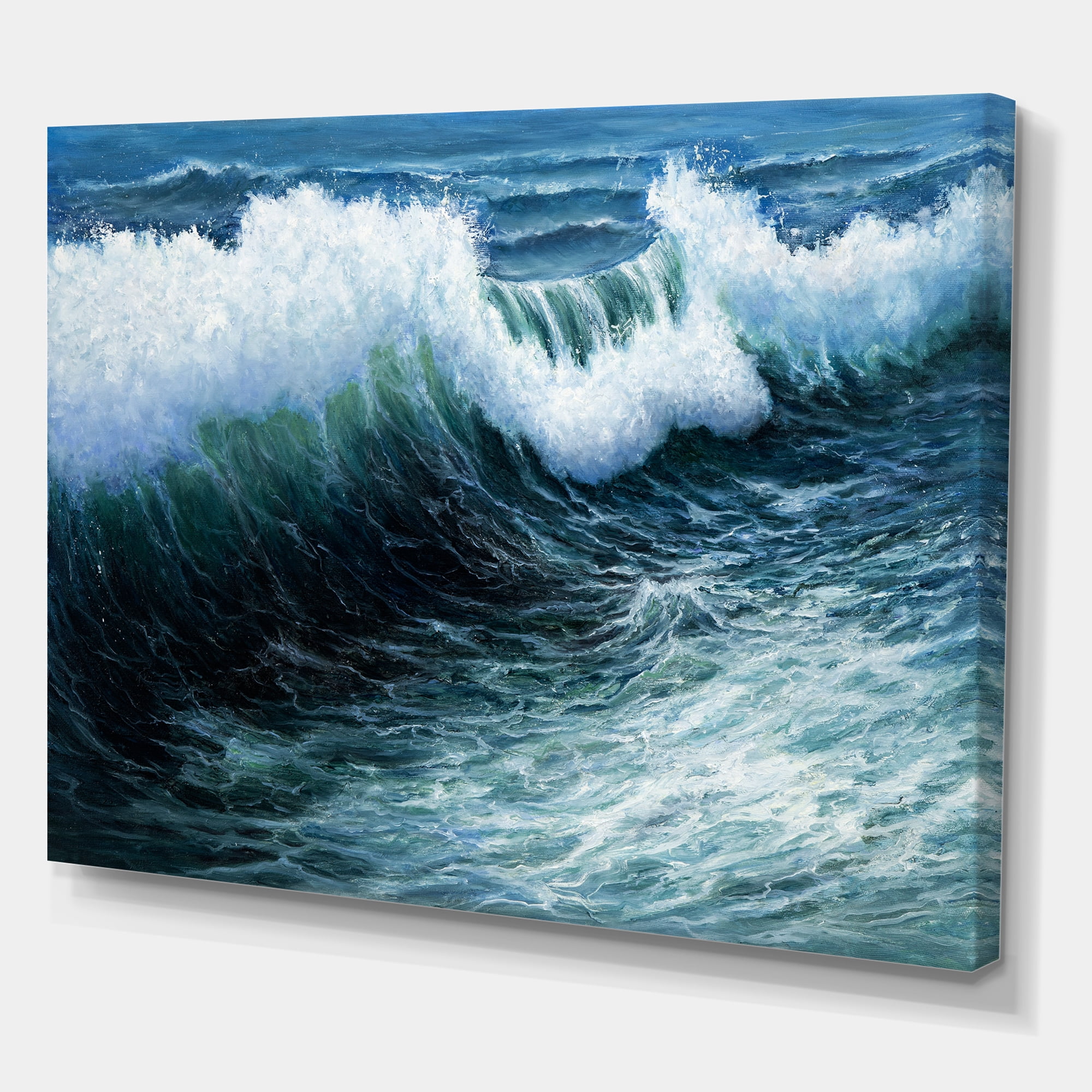 Designart ' The Ocean With Storm Waves ' Nautical & Coastal Canvas Wall Art Print