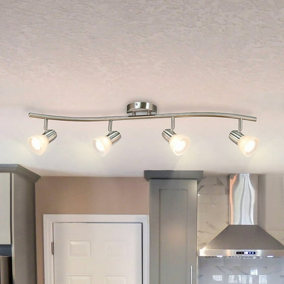 Track Lighting Brushed Nickel Kitchen Light Fixtures Ceiling Modern S-Shaped