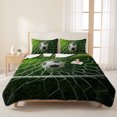 thumbnail image 3 of Quilts Twin Size Bedding Set, Soccer Lightweight Quilted Comforter, Goal Net Competitive Green Grass Athletic Soft Reversible Bedspread Coverlet with Pillow Covers for All Season, 68" x 86", 3 of 9