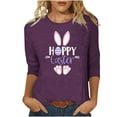 thumbnail image 2 of Raeneomay 3/4 Length Sleeve Womens Tops Women Fashion Easter Printed T-Shirt Blouse Round Neck Casual Tops, 2 of 6