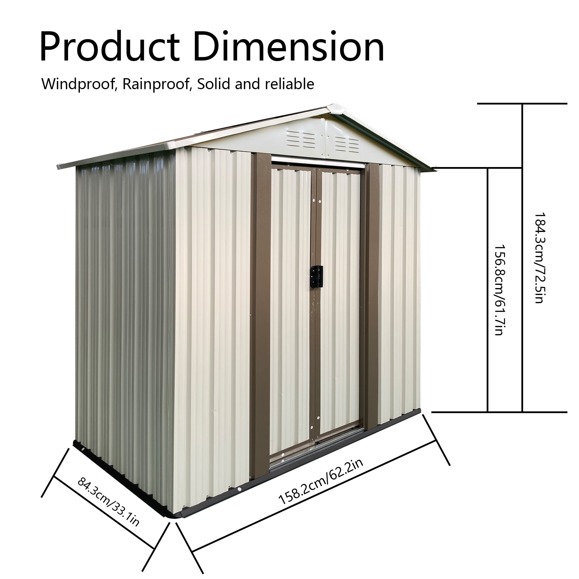 Yiyado 5 ft x 3 ft Outdoor Storage Shed, White