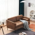 thumbnail image 4 of Zimtown 52" Fabric Square Arm Loveseat, 2-Seat Love Seat Sofa Chair, Small Modern Couch with Bronzing Cloth Brown, 4 of 10