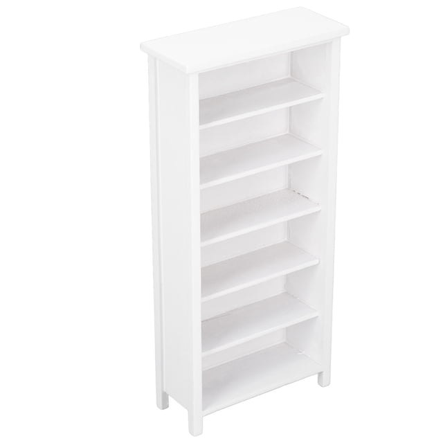 Dollhouse Book Cabinet, Exquisite Decorative Birch Simulation Dollhouse Miniature Bookcase For Home Plain Color,White