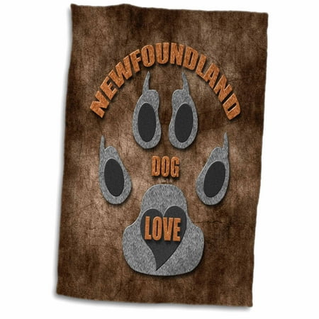 3dRose Newfoundland Dog Love Dog Breed in Gray and Brown - Towel, 15 by 22-inch