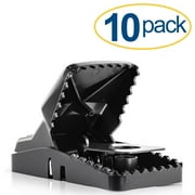 Large Powerful Rat Traps (10 Pack) - Kills Instantly with Powerful Steel Spring - Setup in Seconds - Wash & Reuse Over & Over - Hands Free Disposal - Rat Control Without Harmful Poisons or Chemicals