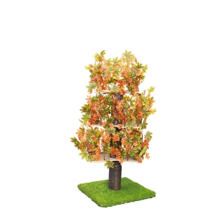 On2Pets Cat Tree with Leaves  Cat House & Cat Activity Tree  Multi-Level Cat Condo for Indoor Cats  Square Base
