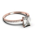 thumbnail image 2 of Art deco 2.00 Carat Emerald Cut Diamond Moissanite Engagement Ring Set, Wedding Ring in 10k Solid Rose Gold, Feminine Gift, Promise Ring, Anniversary Gift, 2 of 3