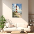 thumbnail image 4 of ZHONGYUTONG Farmhouse Canvas Lighthouse Wall Art Rustic Coastal Pictures Red White Tower Painting Beach Poster for Home Decor Framed (12.00" x 18.00"), 4 of 5