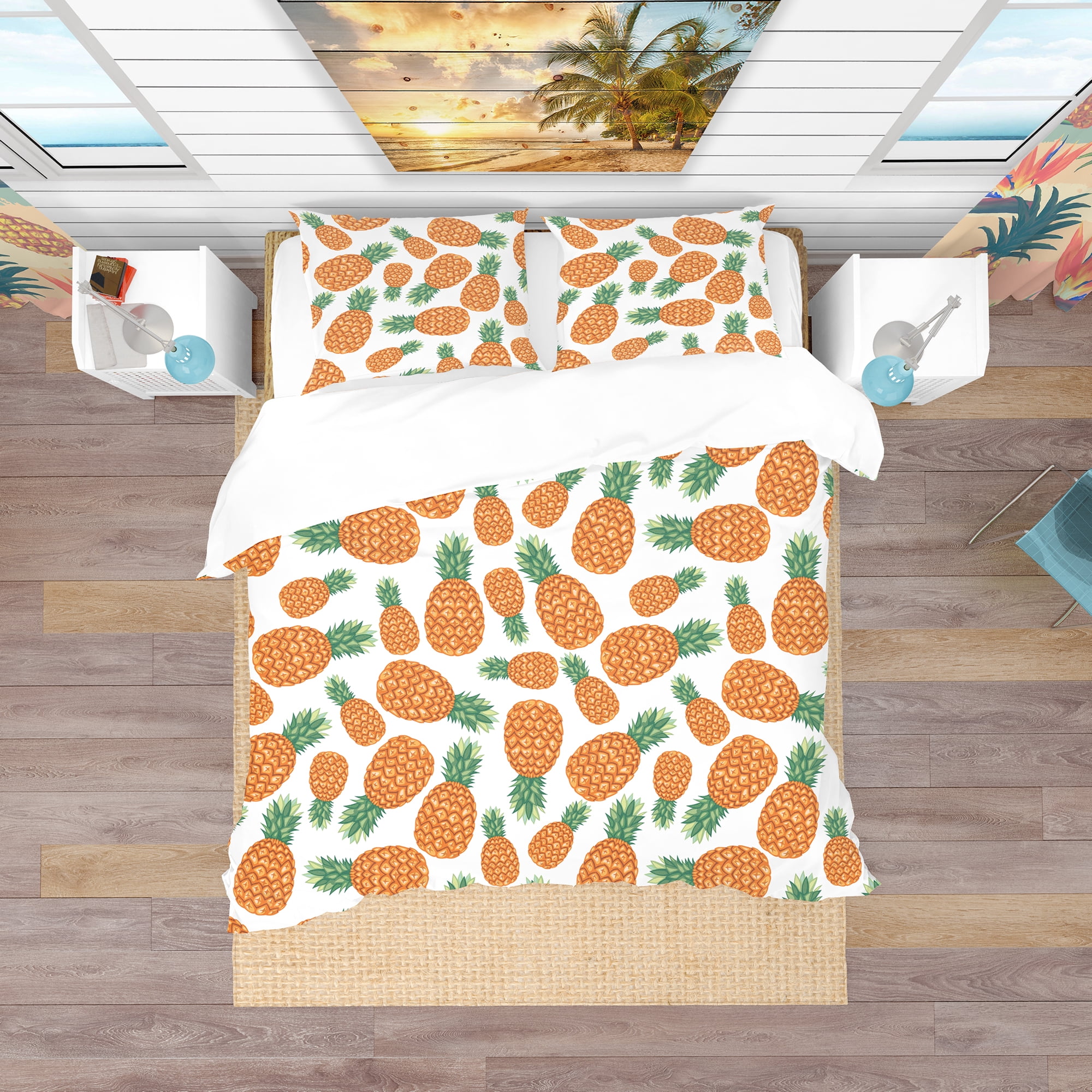 Designart 'Pineapples Fruit Pattern' Tropical Duvet Cover Set