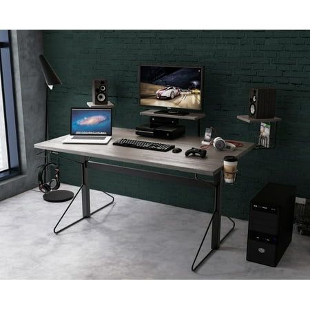 Carnegie Computer Gaming Desk XL, Gray/Natural