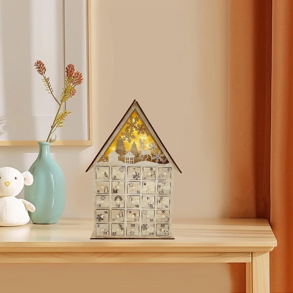 balikha Lighted Advent Calendar 2024 DIY Nativity Wooden Calendar Christmas Decoration for Holiday, Office,