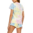 thumbnail image 4 of Edvintorg Pajamas 2 Piece Lounge Sets Fashion Women Tie-Dye Print Short Sleeve Top Shorts Tracksuit Nightwear Sleepwear Set Loungewear, 4 of 7