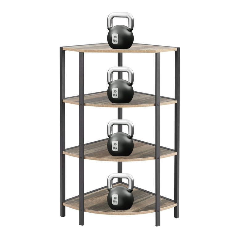 JRHRXXY 4-Tier Corner Utility Shelf, Metal Standing Shelf