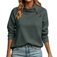 thumbnail image 2 of Kinrui Womens Mock Neck Sweatshirts Collared Button Placket Pullover Tops Lounge Wear 2XL, 2 of 8