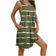 thumbnail image 1 of Camisón sin mangas con bolsillos y estampado para mujer, camisón plisado con cuello redondo, vestido de poliéster para mujer, 1 of 7