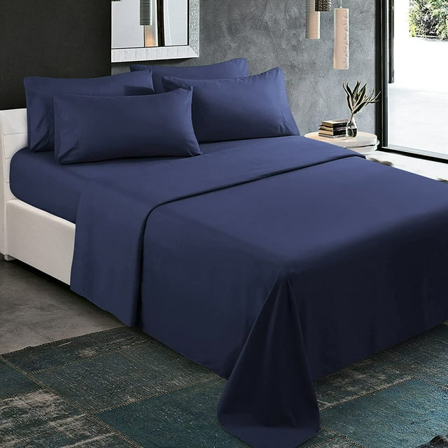 300 Thread Count 100% Egyptian Cotton 4-Piece Bed Sheet Set (1 Flat, 1 Fitted Sheet, 2 Pillow Covers) 27 Inches Deep Pocket Solid