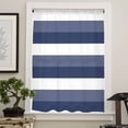 thumbnail image 4 of Navy Blue White Striped Semi Sheer Curtains Drapes for Living Room, Bedroom, French Doors Window 63 Inches Long, Farmhouse Stripes Rod Pocket Chiffon Curtain Drapery Voile Draperies Panel, 4 of 6