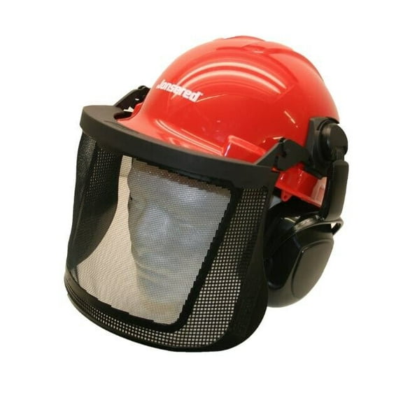Jonsered Professional Chainsaw Safety Helmet with 27dB Hearing Protection, Mesh Visor - ANSI Certified (581814801)