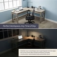 thumbnail image 5 of Lavish Home 59" L-Shaped Farmhouse Style Desk for Home Office in Light Gray Oak Finish, 5 of 6