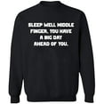 thumbnail image 2 of OXI Crewneck Sweatshirt - Sleep Well Middle Finger, Basic Casual Sweatshirts for Men's and Women Fleece Sweatshirt Long Sleeve - Black 2X-Large, 2 of 2