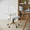 thumbnail image 4 of Flash Furniture Whitney Mid-Back Swivel LeatherSoft Desk Chair with Armrests, White/Gold, 4 of 17
