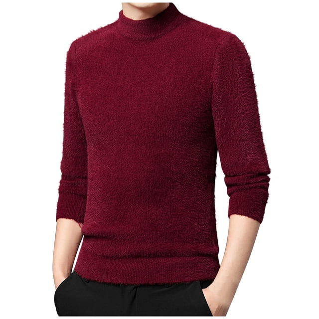 LOVZFMLL Men's Sweaters, Classic Solid Color Acrylic Turtleneck Ribbed Pullover, Fashion Casual Everyday Layering Shirt, Warm Winter Tops Slim, Fall Clothes