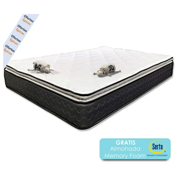 Colchón Matrimonial Serta Colchoneta Pillow Support Foam | Acojinamiento De Espuma Premium De Alta Densidad + Almohada Memory Foam Serta