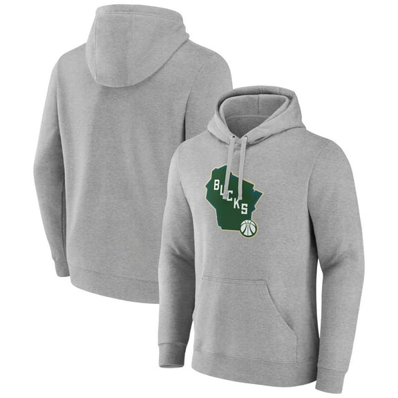 Men's Gray Milwaukee Bucks Alternate Logo Pullover Hoodie