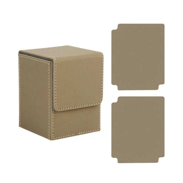 Caja de baraja de cartas shamjiam organizador grande de tarjetas de cuero PU Caqui