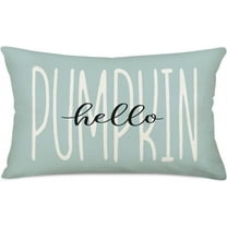 Hello Pumpkin Fall Decor Lumbar Pillow Covers 12x20 Inch Seasonal Greeting Autumn Pumpkins Farmhouse Decorations Throw Waist Pillow Cases Green Thanksgiving Home Decor Pillowcase