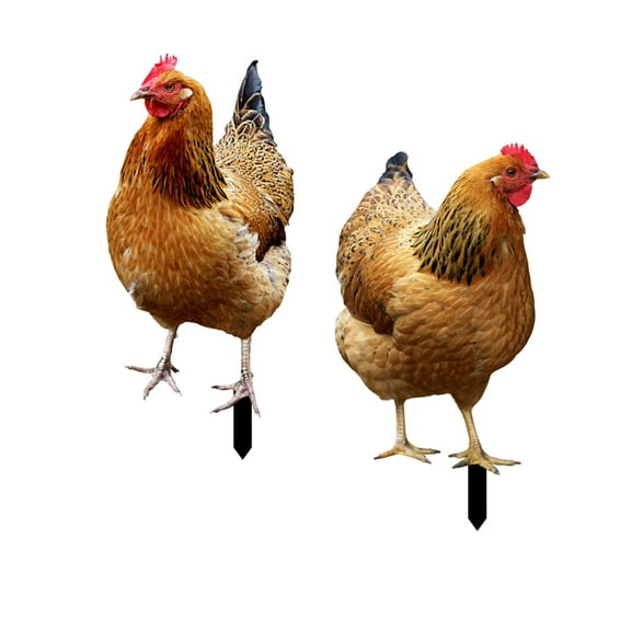 Kuntesetty 2 Pieces Hen Statue Garden Stakes Yard Art Ornaments Realistic Animal Sculptures