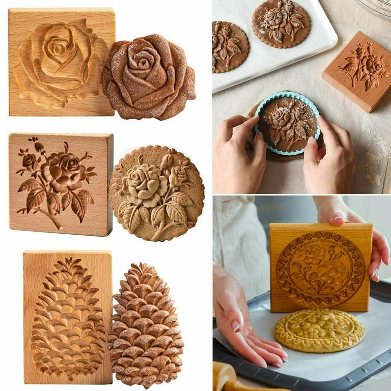 Raspberry Shortbread Mold, Carved Wood Gingerbread Cookie Biscuits Shortbread  Mold, Wooden Cookie Mold With Good Wishes, Cookie Stamp Embossing Mould