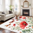 thumbnail image 2 of 8'x10' Area Rugs, Red Spring Floral Indoor Outdoor Area Rug for Living Room Bedroom, Pastoral Butterfly Botanical Summer Washable Bathroom Rugs Kitchen Floor Carpet Mats Home Decor Aesthetic, 2 of 8