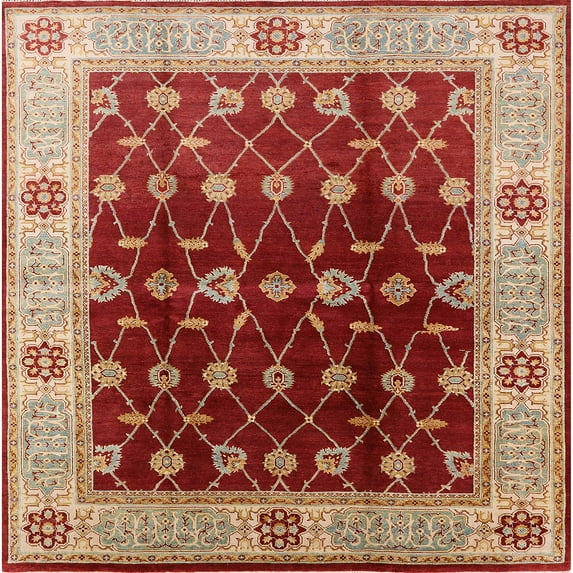 Ahgly Company Machine Washable Indoor Square Industrial Modern Red Area Rugs, 5' Square