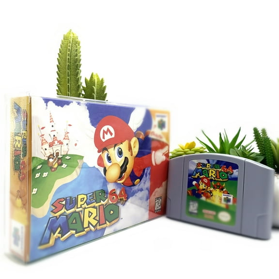 NIANJIN Svper Mario 64 Compatible for N64 Console Replacement for N64 Cartridge Includes Art Box, Tray, and PET Protective Case