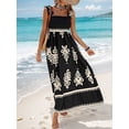 thumbnail image 5 of Women's Smocked Printed Wide Strap Maxi Dress Ruched Sheer Bodice Opaque No Stretch 95% Polyester 5% Elastane Chic, 5 of 26