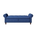thumbnail image 6 of 63" Storage Ottoman Bench, Button Tufted End of Bed Bench with Rolled Arms, Storage Bench with Solid Wood Legs, for Living Room, Bedroom, Entryway, Navy Blue, 6 of 7