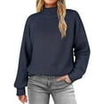 thumbnail image 1 of Pulls pour Femmes Col Montant Chandail Tricoté Haut Uni, 1 of 7