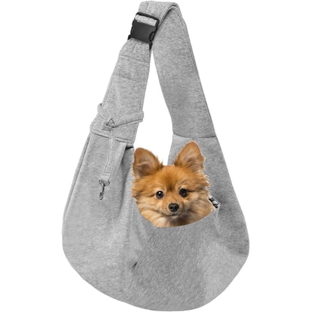 JINGBAO Dog Carrier Sling for Small Dogs and Cats(0 to 12 lbs), Puppy Sling Carrier with Adjustable Strap, Travel Safety Harness, Hands-Free Pet Carring Holder Travel Bag for Outdoor, Gray