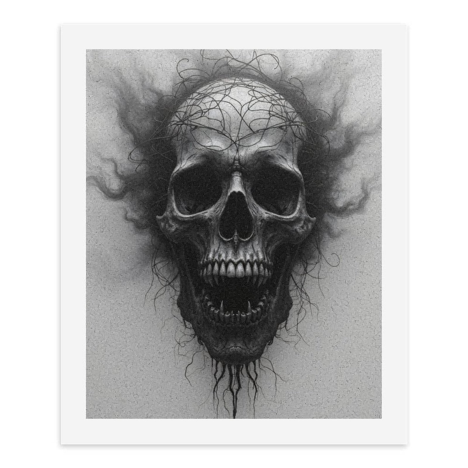 Paint By Numbers Kit for Adults Beginner - Skull Art Intricate Dark Lines DIY Canvas Painting Kits for Adults, Frameless Paint By Number for Adults for Home Wall Decor 16x20 Inch