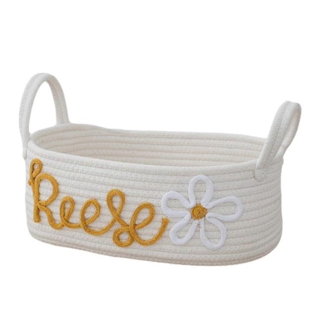 Rope Storage Basket with Handles for Household Sundries, Desktop Clothing and Toys