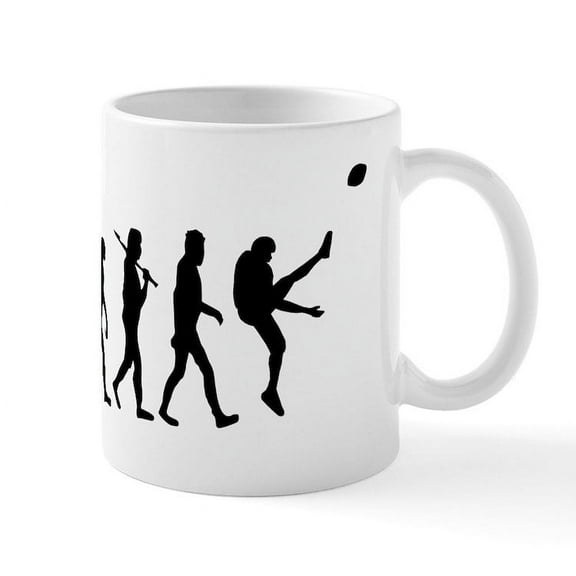 CafePress - Football Punter Evolution Mugs - 11 oz Ceramic Mug - Novelty Coffee Tea Cup